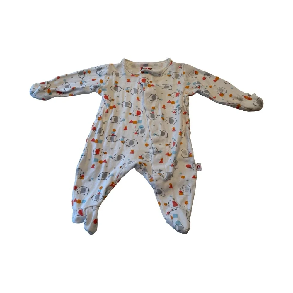 Magnetic Me E=mc2 Newborn Elephant Magnetic Footie Sleeper White Cotton NB